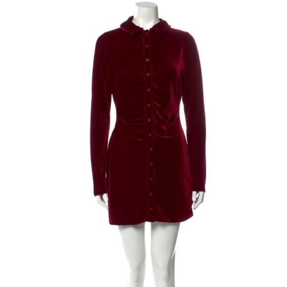 Reformation Isa Velvet Dress Plum - Picture 3 of 5